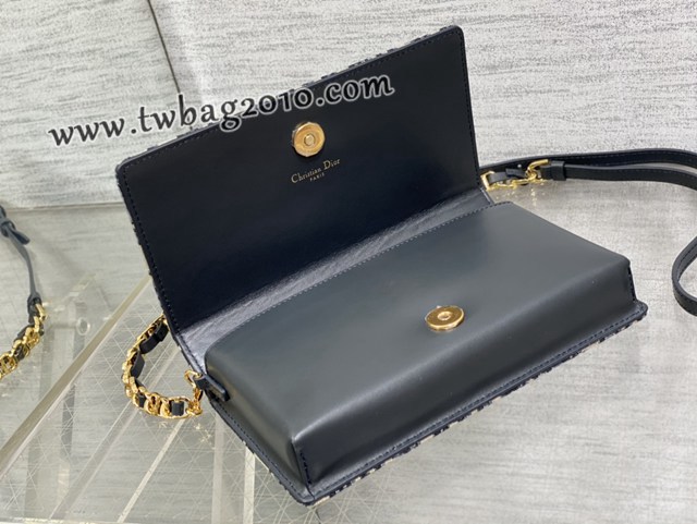 Dior专柜新款迪奥顶级原单蓝色老花Signature迷你链条手袋 djfk1130